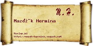 Mazák Hermina névjegykártya
